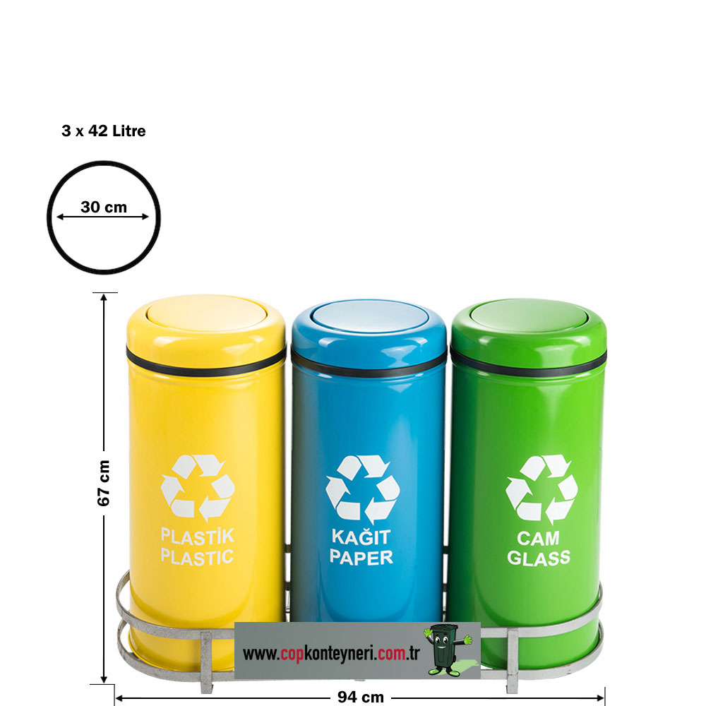 Zero Waste Bin 3 compartments with stand